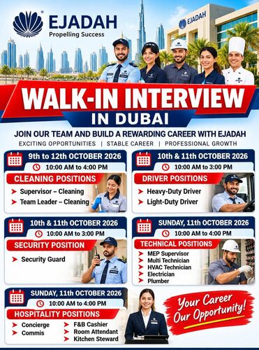 Ejadah Announces Walk-In Interview In Dubai, UAE!