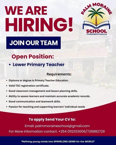 Palm Moraine School is Hiring! 📢
