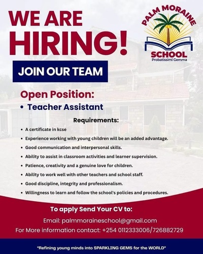 Palm Moraine School is Hiring! 📢