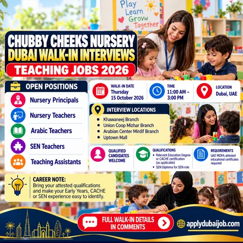 Chubby Cheeks Nursery - Dubai Walk-In Interviews  – Latest Jobs in UAE!