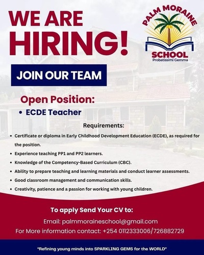 Palm Moraine School is Hiring! 📢