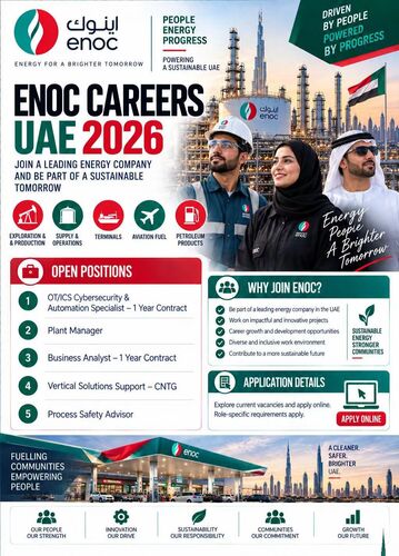 ENOC – Dubai has announced multiple vacancies across various departments in the UAE.