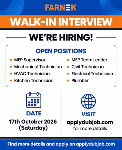 Farnek Services Conducting Walk in Interview in Abu Dhabi, UAE!