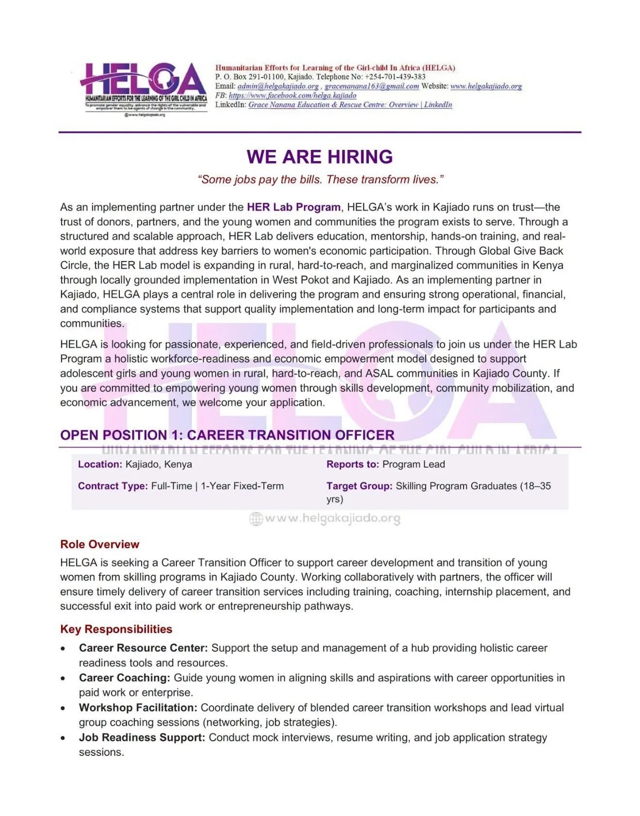 HELGA is hiring!