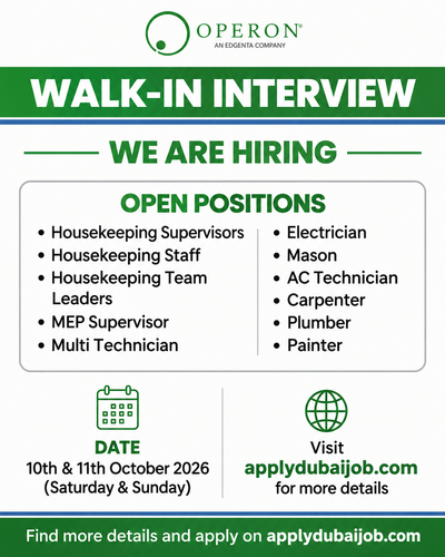 OPERON Middle East Walk in Interview in Dubai & Abu Dhabi, UAE!
