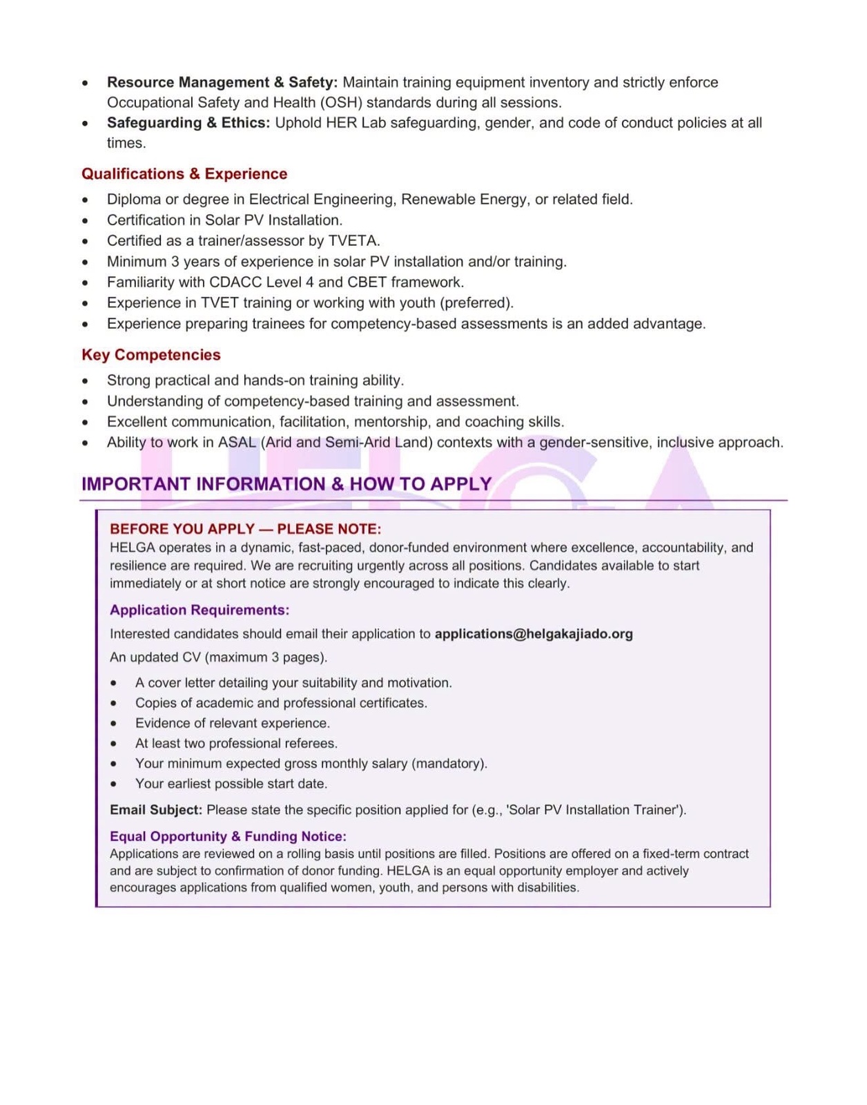 HELGA is hiring!