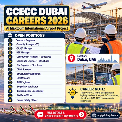 China Civil Engineering Construction Corporation (CCECC) - Dubai - has announced multiple vacancies across various departments in the UAE.