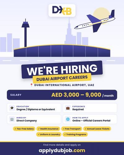 Dubai Airport career opportunities are open for applicants exploring airport-related work in the UAE.