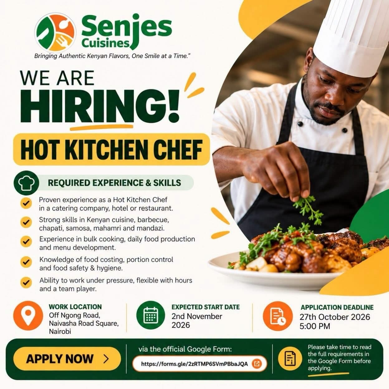 📢 Senje’s Cuisines Limited is Hiring in Nairobi!