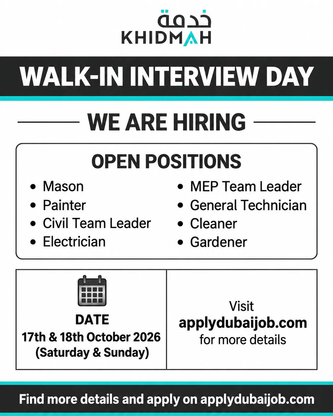 Khidmah Conducting Walk in Interview in UAE!