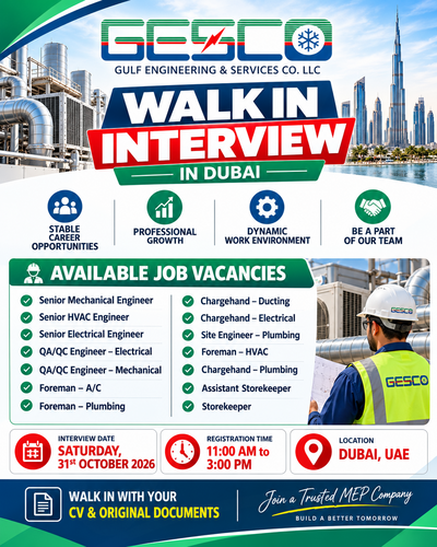 GESCO Company Conducting Walk In Interview In Dubai, UAE!