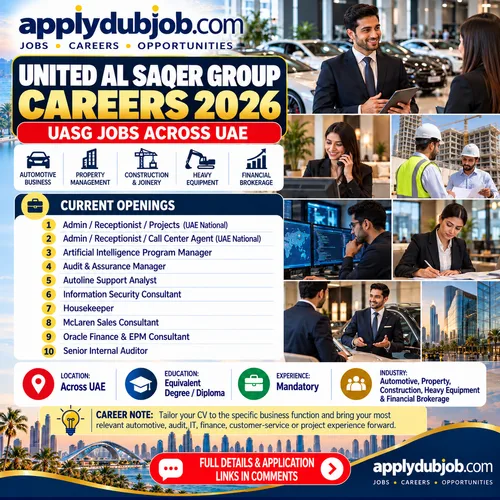 United Al Saqer -  has announced multiple vacancies across various departments in the UAE.
