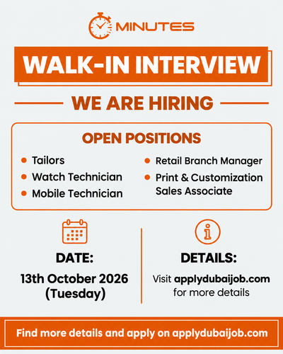 Minutes UAE Conducting Walk in Interview in Dubai, UAE!