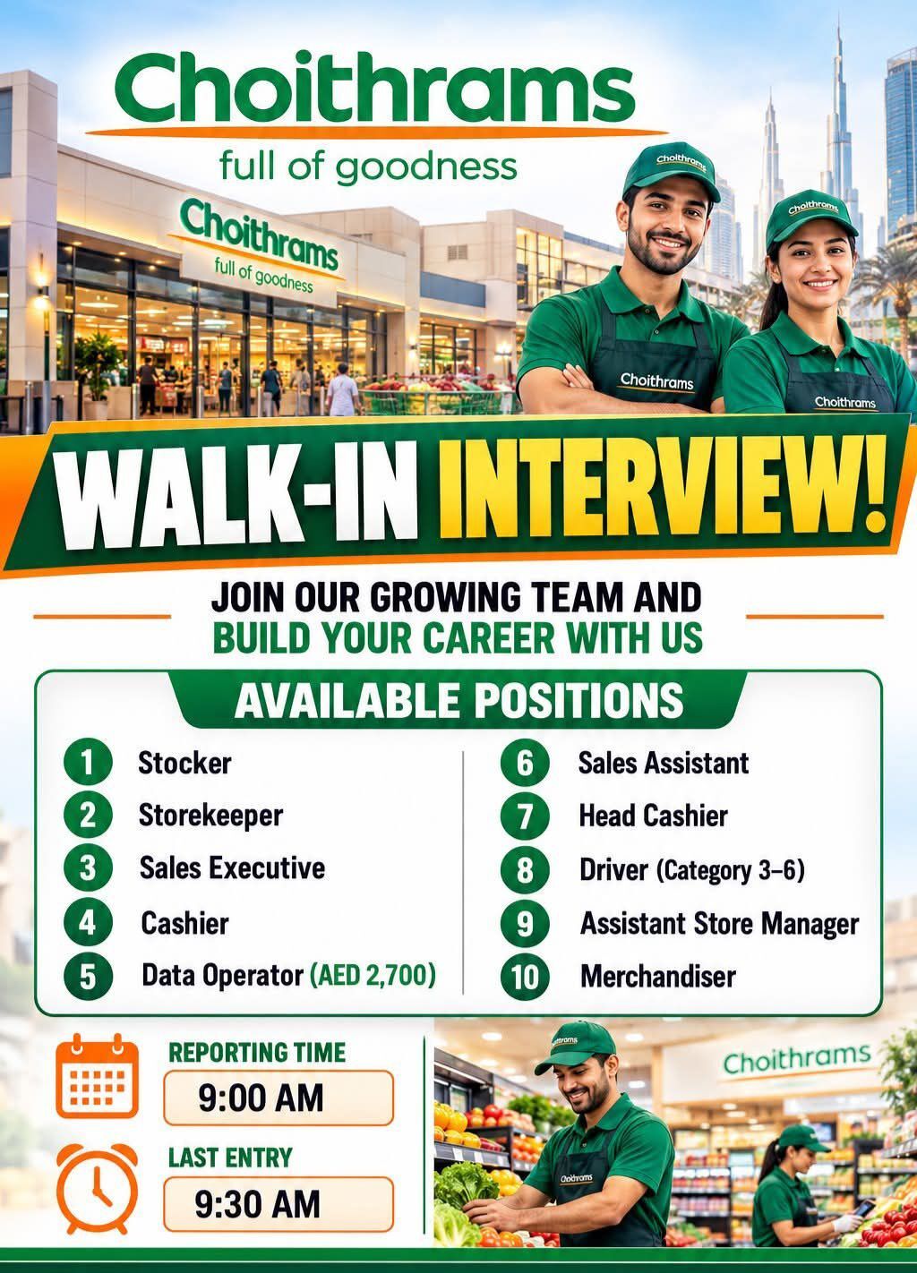 Choithrams Announces Walk In Interview In Dubai, UAE!