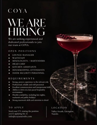 COYA Nairobi is Hiring!